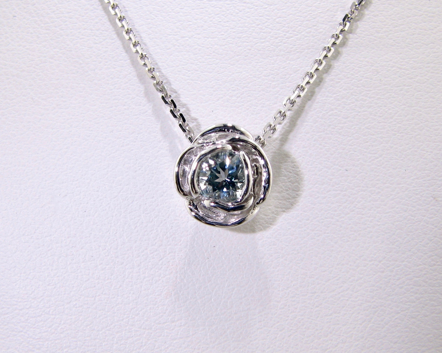 Silver Aquamarine March Birthstone Necklace, Rose Slider