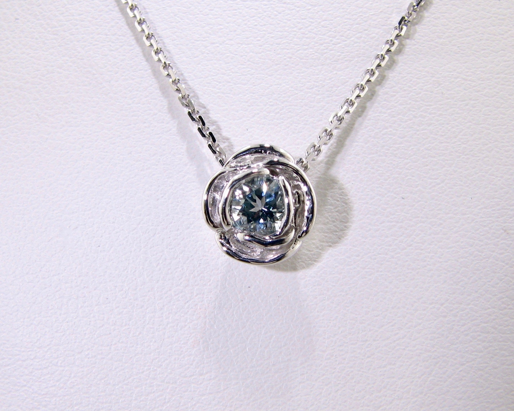 Silver Aquamarine March Birthstone Necklace, Rose Slider