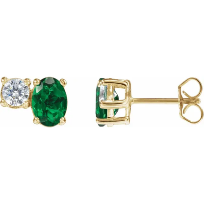 Sustainably Brilliant Emerald and Diamond Earrings