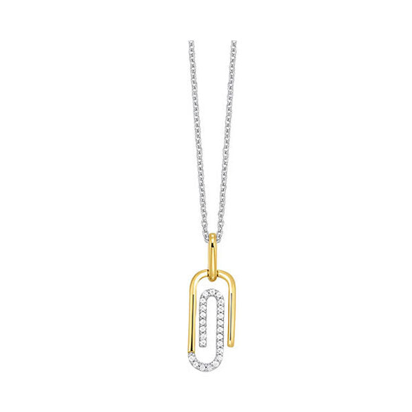 1/10ct Golden Sparkling Diamond Paperclip Neckwear Pendant