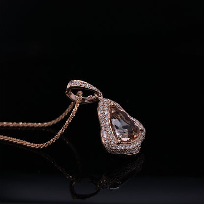 Blushing Morganite Rose Gold Diamond Trillion Pendant