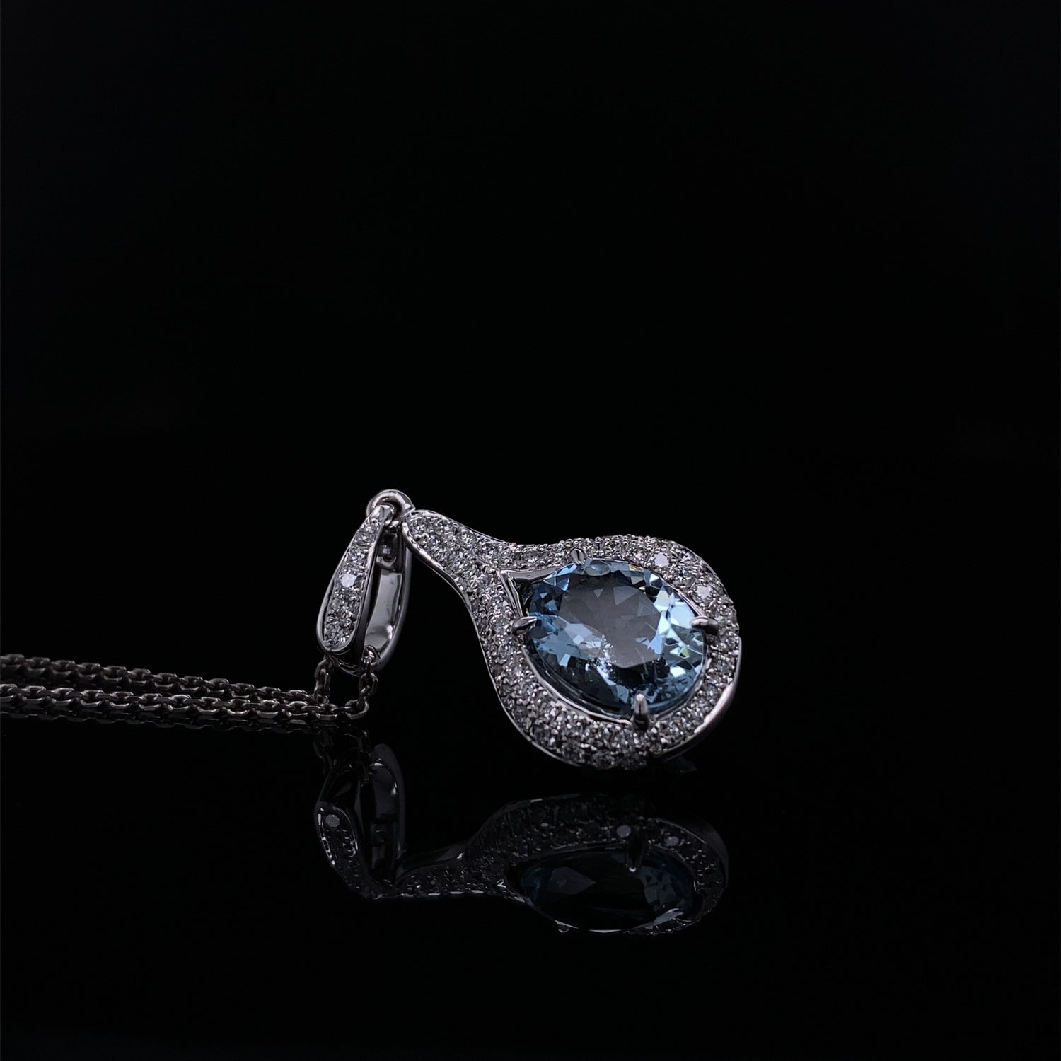 Imperial Aquamarine Diamond Encrusted Drop Pendant