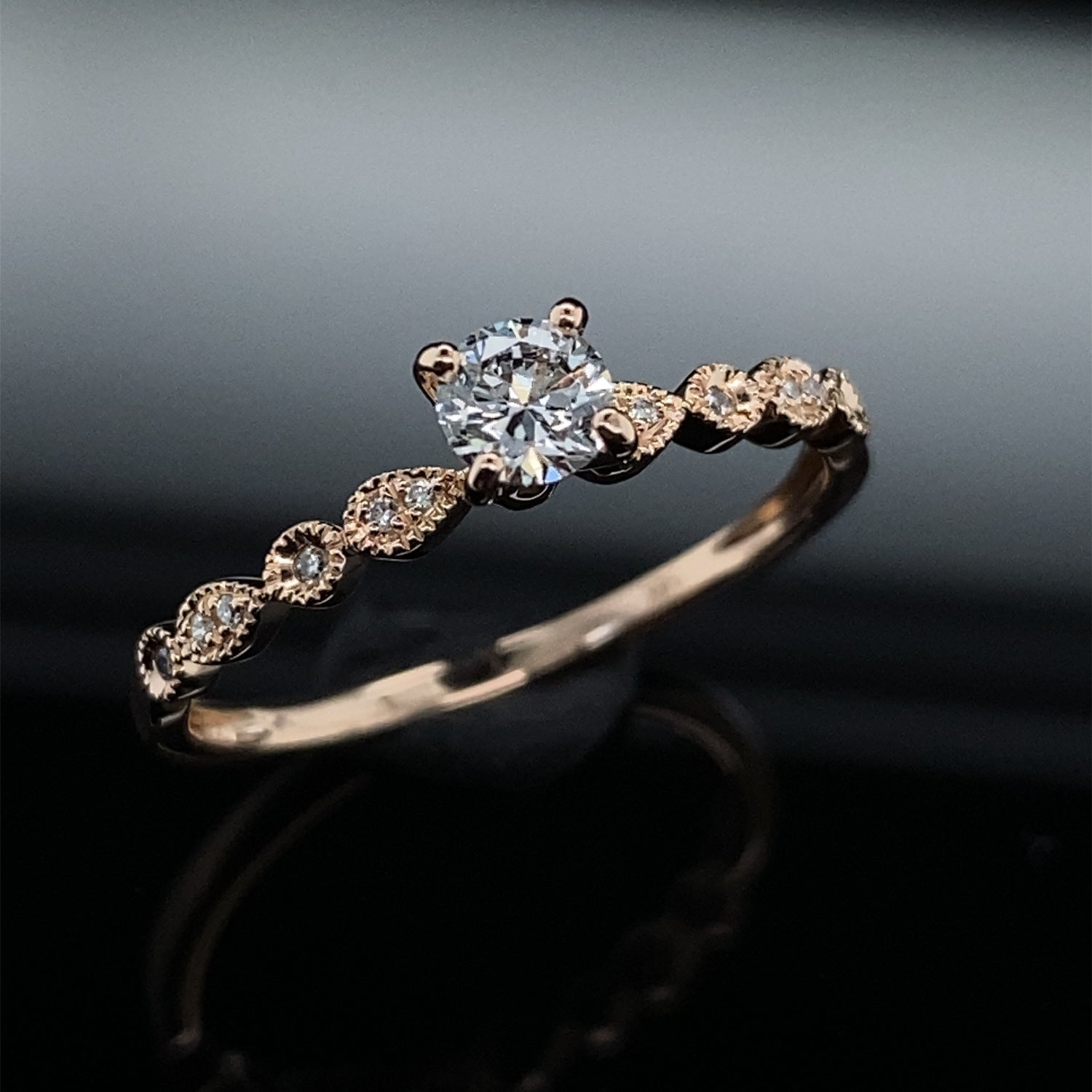 Detailed Petite Diamond and Rose Gold Bridal