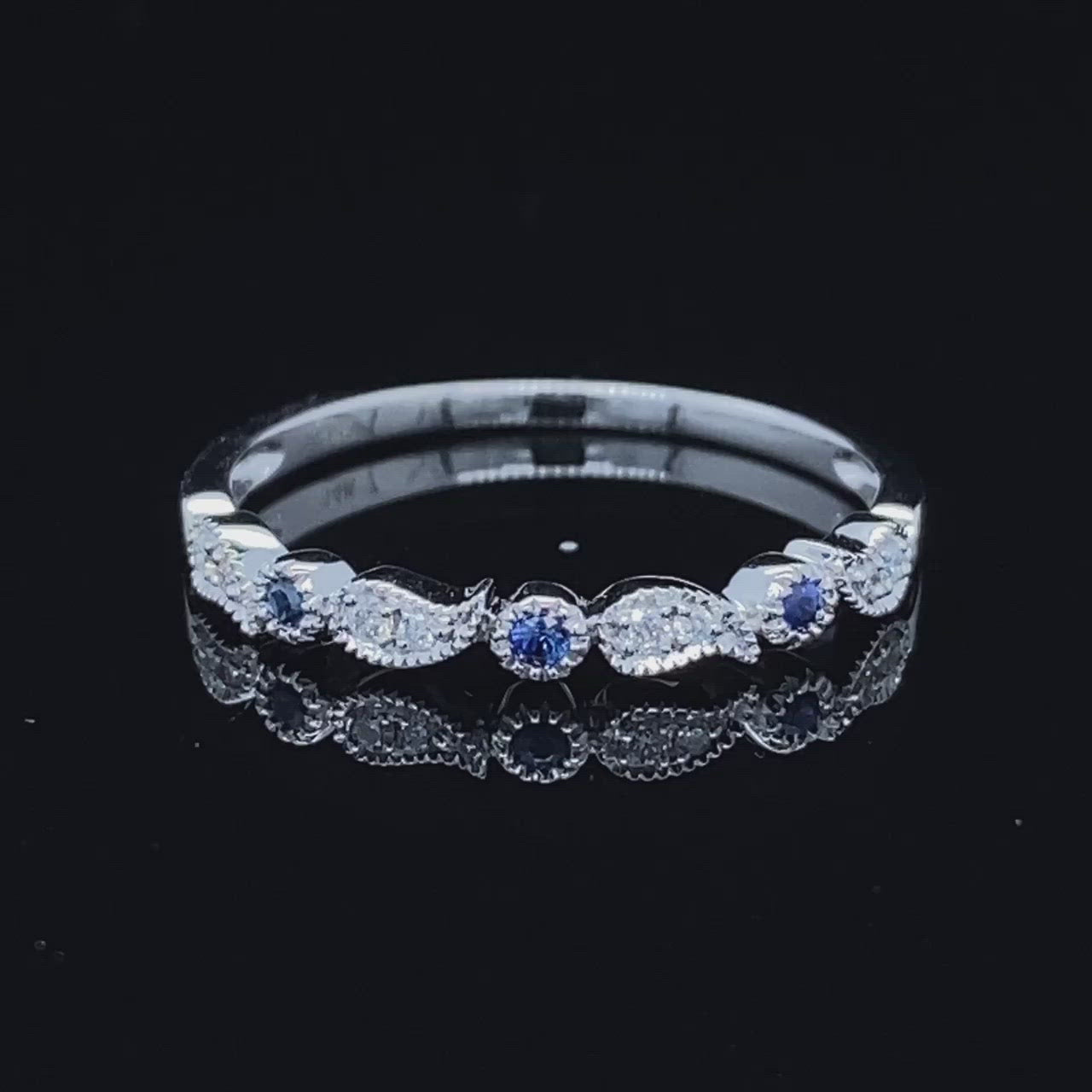 Paisley and Dot Diamond and Sapphire Band