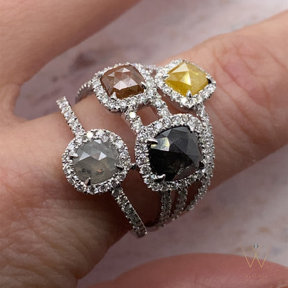 2.99ctw 14k WHITE GOLD FOUR - STONE DAZZLING ROUGH DIAMOND RING