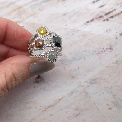 2.99ctw 14k WHITE GOLD FOUR - STONE DAZZLING ROUGH DIAMOND RING