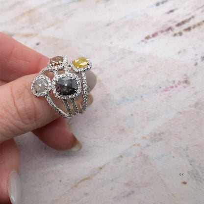 2.99ctw 14k WHITE GOLD FOUR - STONE DAZZLING ROUGH DIAMOND RING