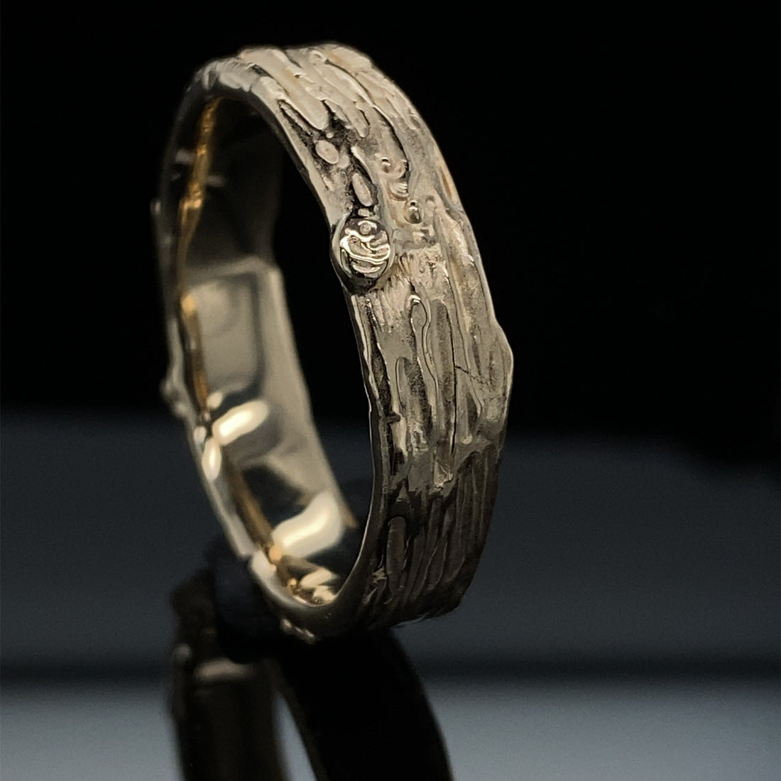 Yellow Gold Ring, Medium Birch Band