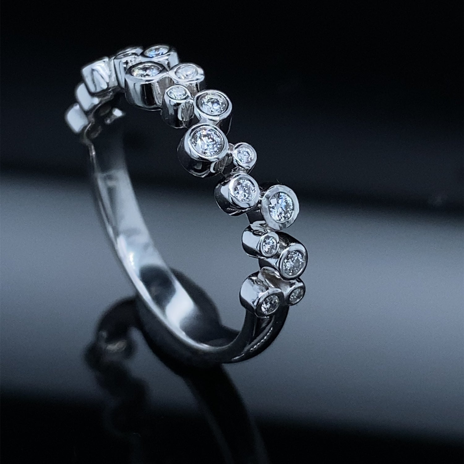 .20ct Diamond Band White Gold Bubble Ring