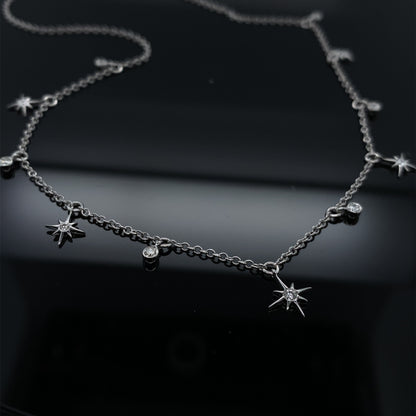 Starry Sky Diamond Drops Necklace White Gold