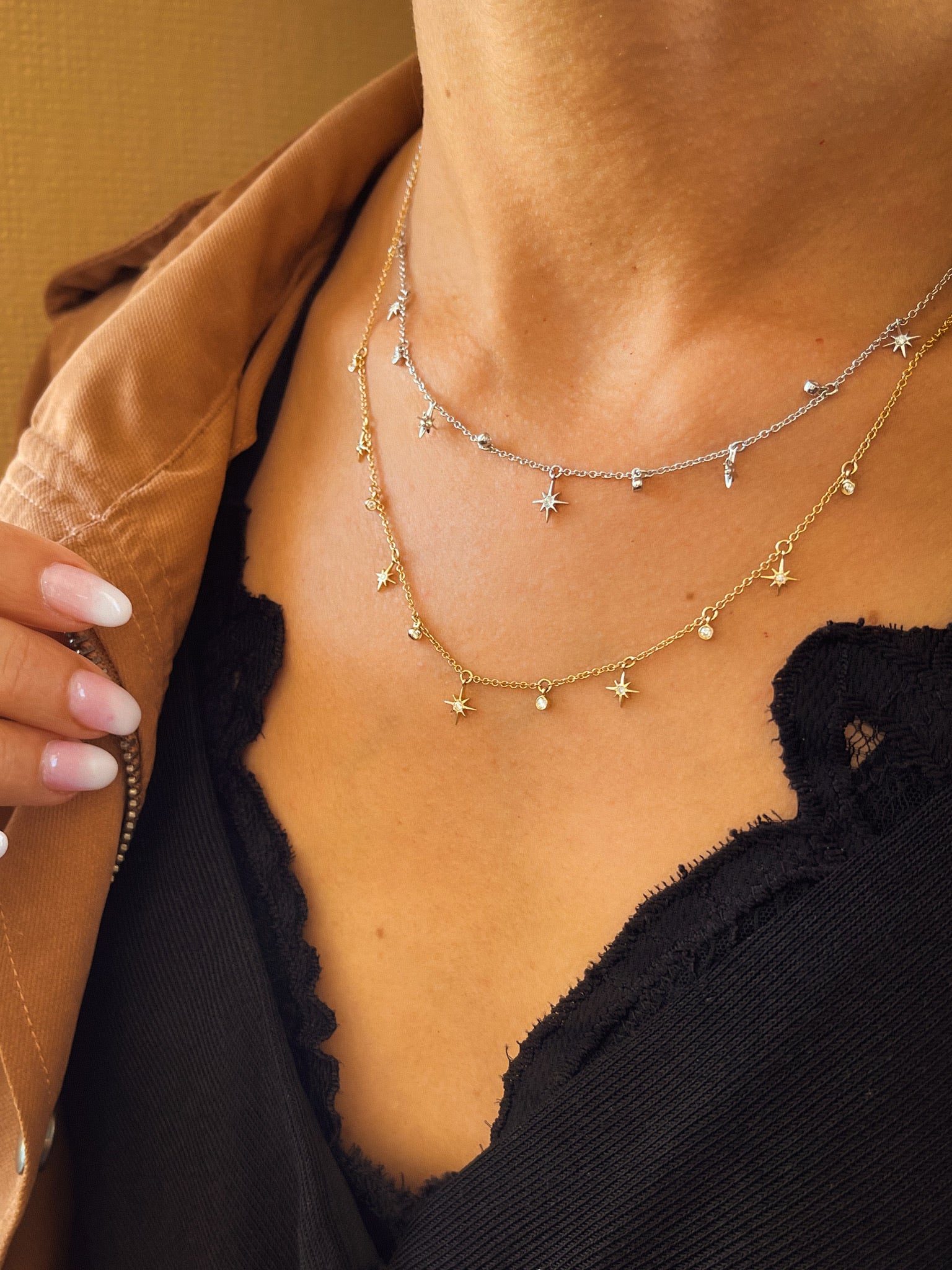 Starry Sky Diamond Drops Necklace White Gold