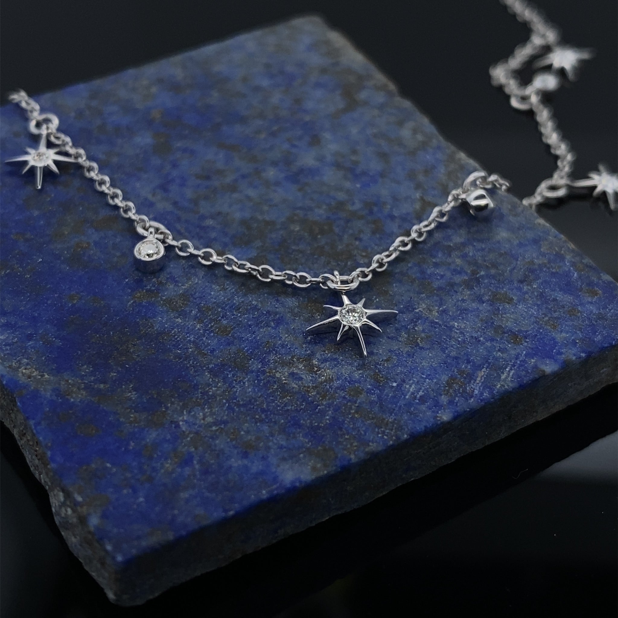 Starry Sky Diamond Drops Necklace White Gold