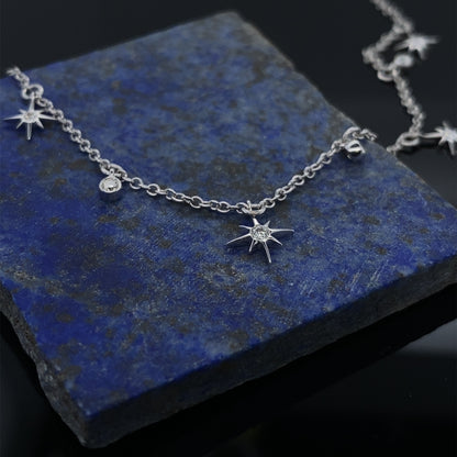 Starry Sky Diamond Drops Necklace White Gold