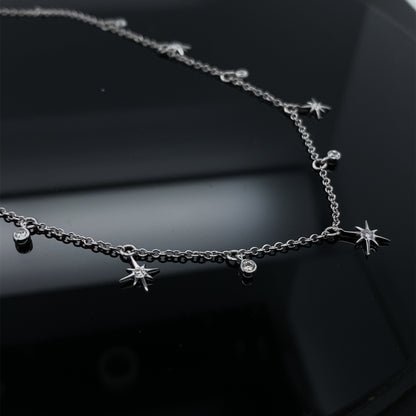 Starry Sky Diamond Drops Necklace White Gold