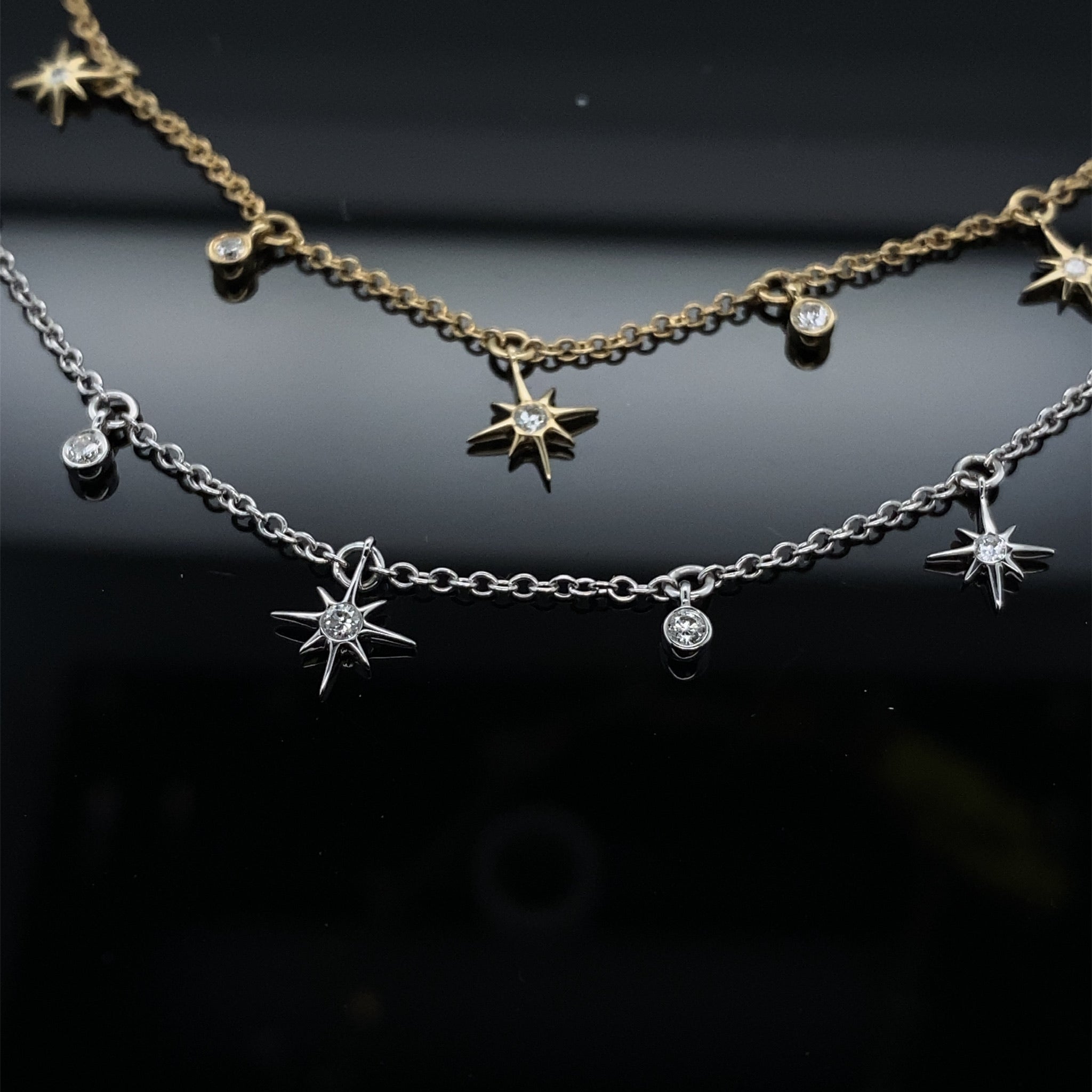 Starry Sky Diamond Drops Necklace White Gold