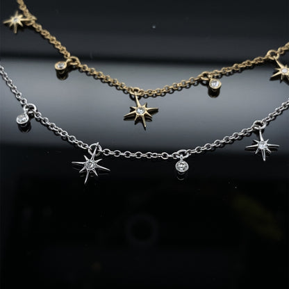 Starry Sky Diamond Drops Necklace White Gold