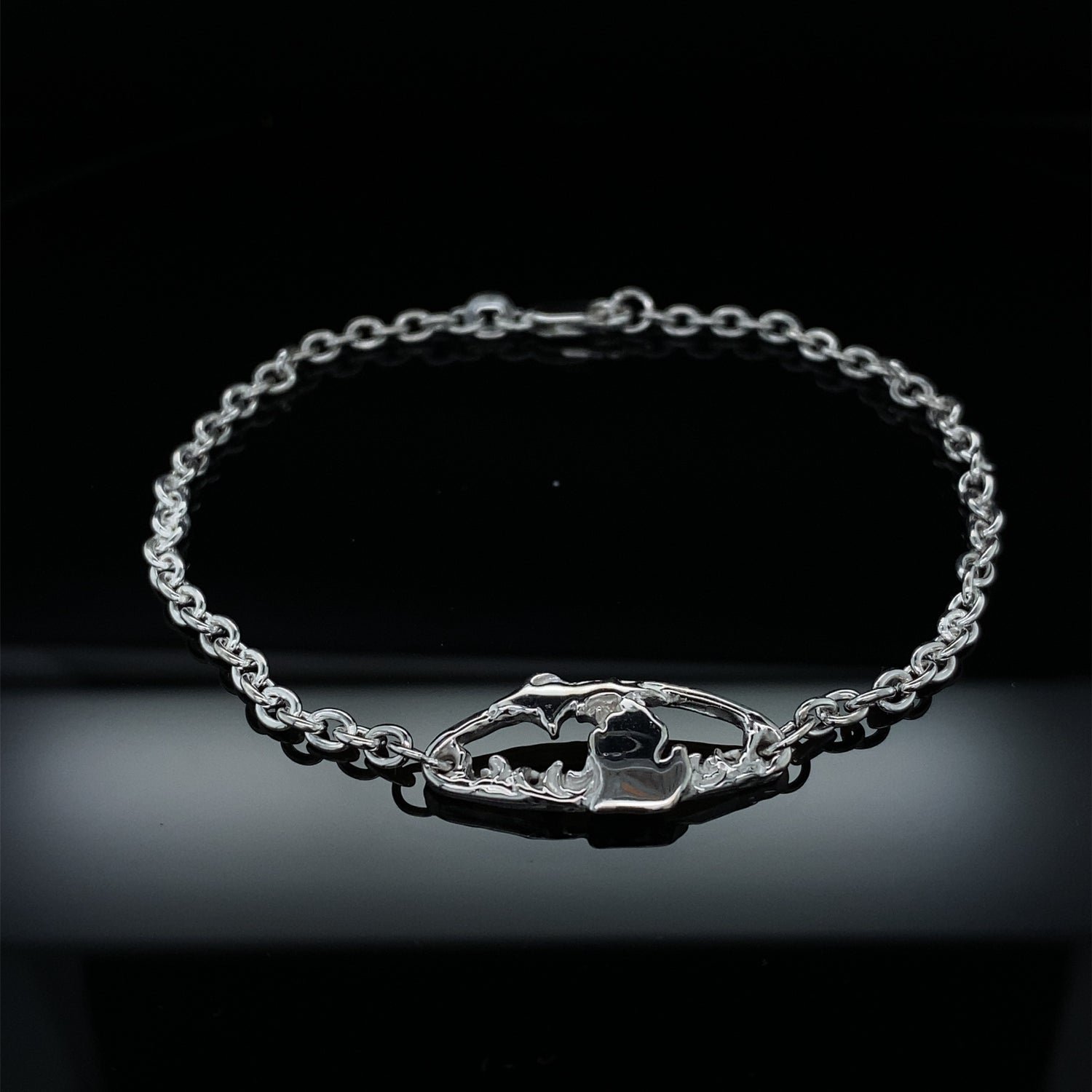 Great Lakes Michigan Silver Bracelet