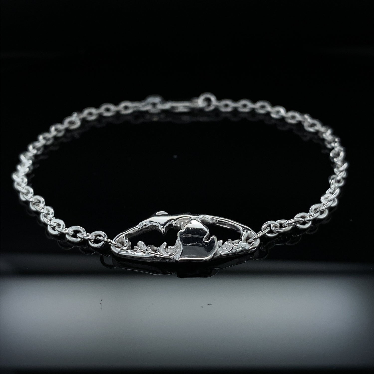 Great Lakes Michigan Silver Bracelet