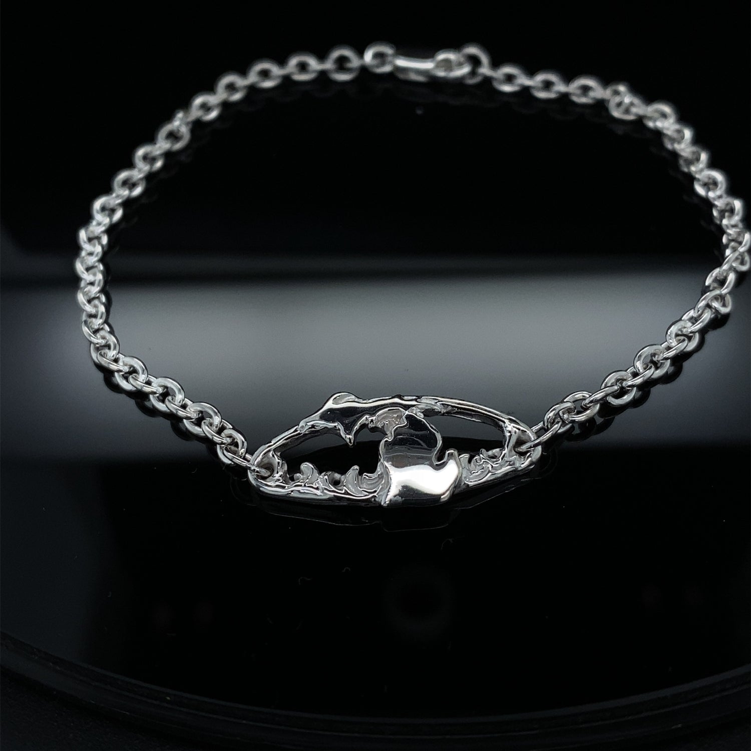 Great Lakes Michigan Silver Bracelet