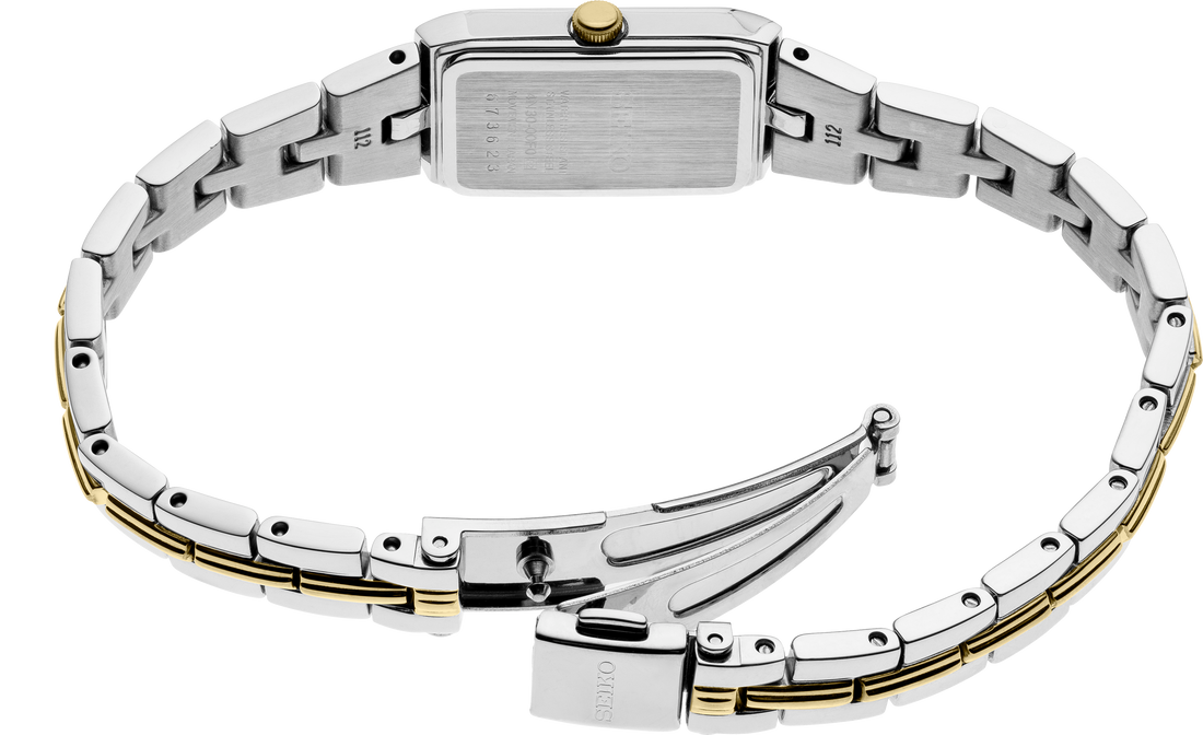 SEIKO Women’s Box Face Two-Tone Watch SWR044