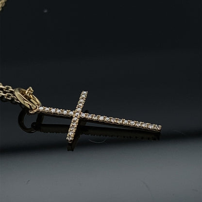 .05CT 18K YELLOW GOLD CLASSIC DIAMOND CROSS PENDANT