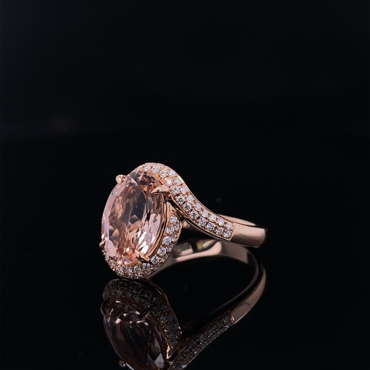 Blushing Morganite Rose Gold Diamond Bypass Ring