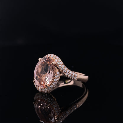 Blushing Morganite Rose Gold Diamond Bypass Ring