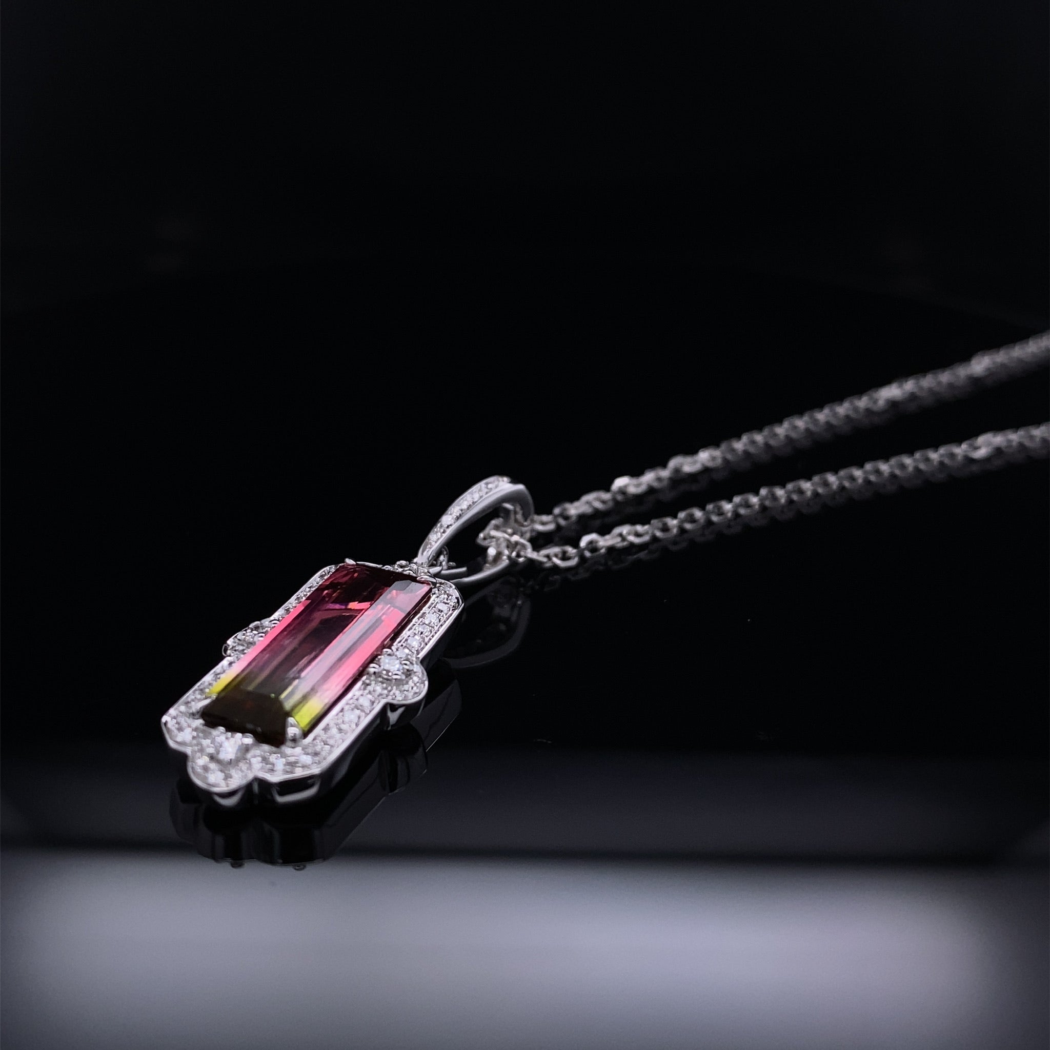 Wowza Watermelon Tourmaline Framed with Brilliant Diamonds