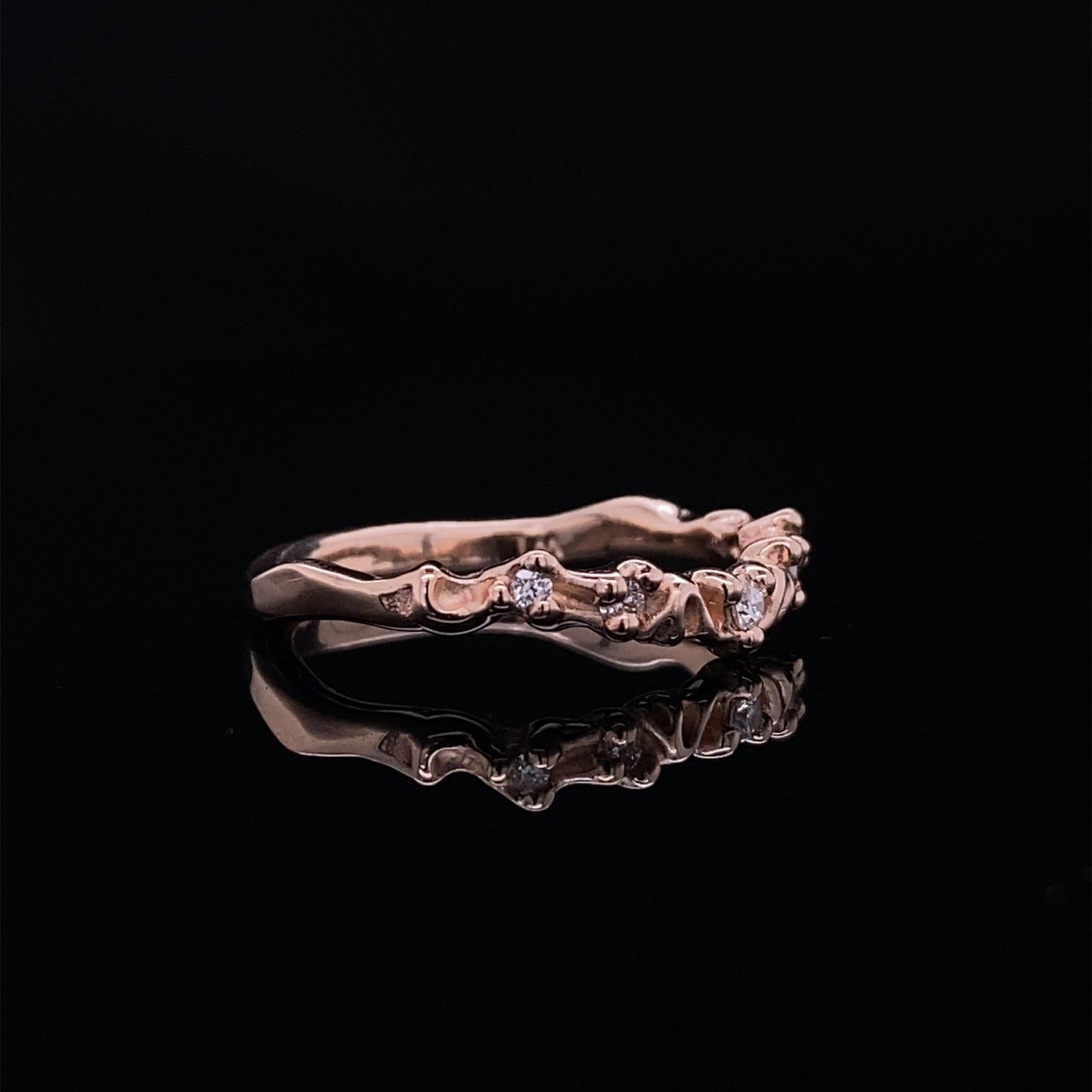 Strawberry Gold Victorian Diamond Contour Wedding Band