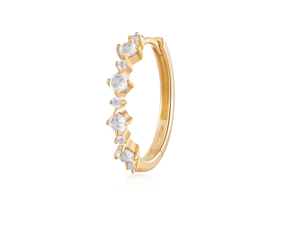 Audrey | Rose Cut White Sapphire Single Huggie Hoop