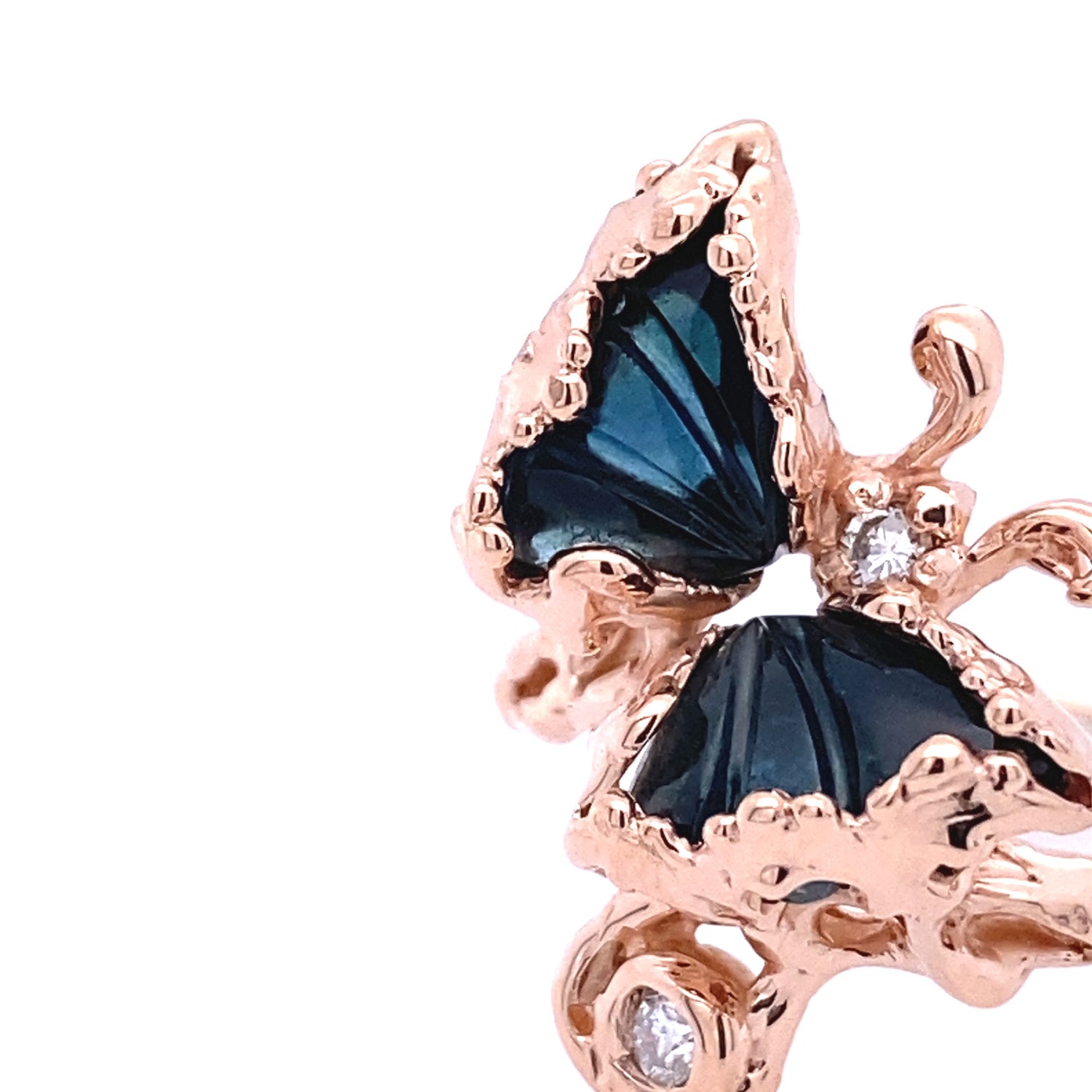 Just Winging It Blue Tourmaline Butterfly Ring in 14k Rose gold