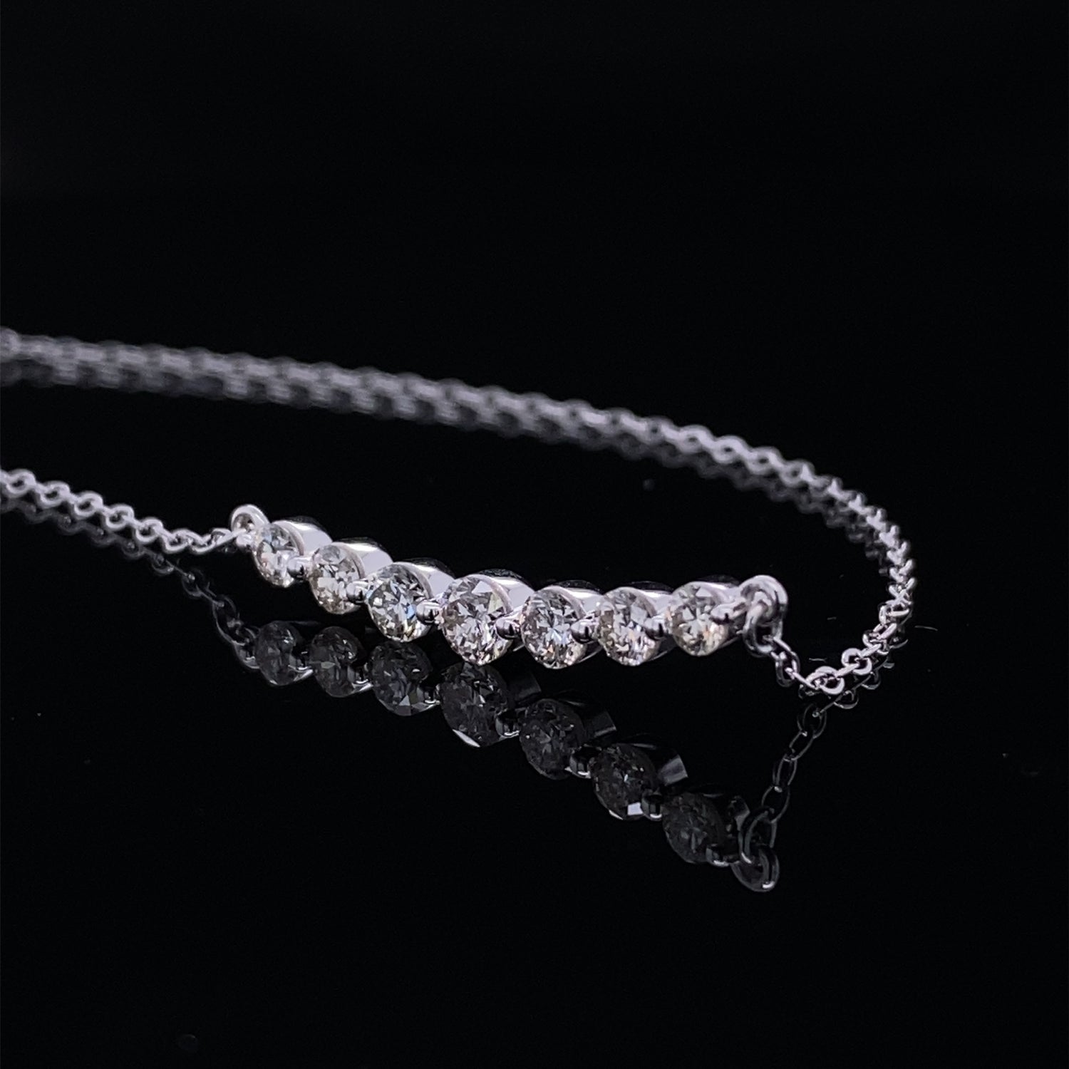 .66ct Shining Crescent Diamond Bubble Necklace White Gold