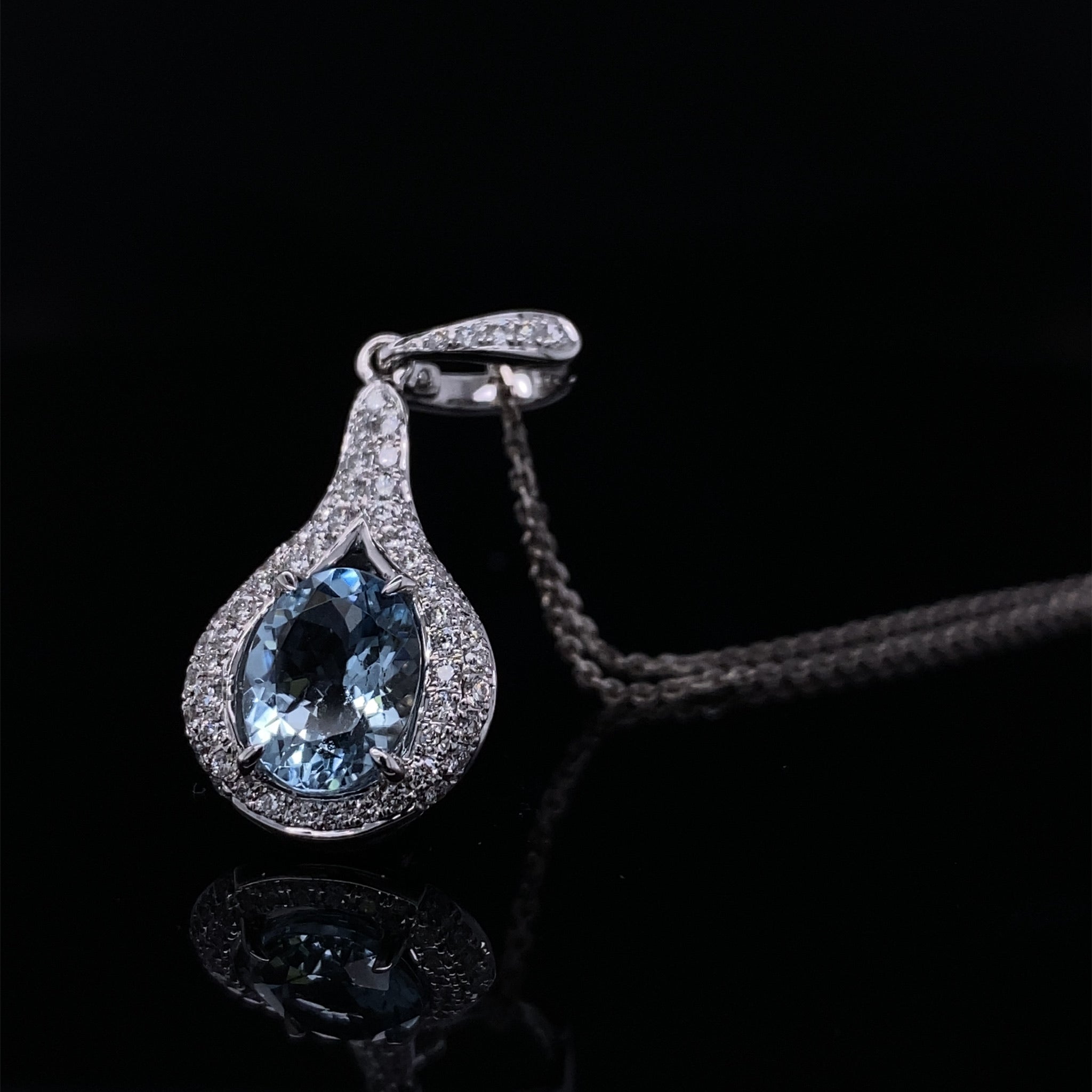 Imperial Aquamarine Diamond Encrusted Drop Pendant