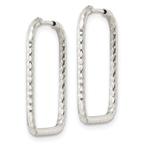 Silver Square Sparkle Hoops