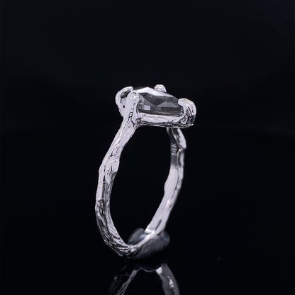 Glittering Tear Drop Grey Pepper Diamond Ring