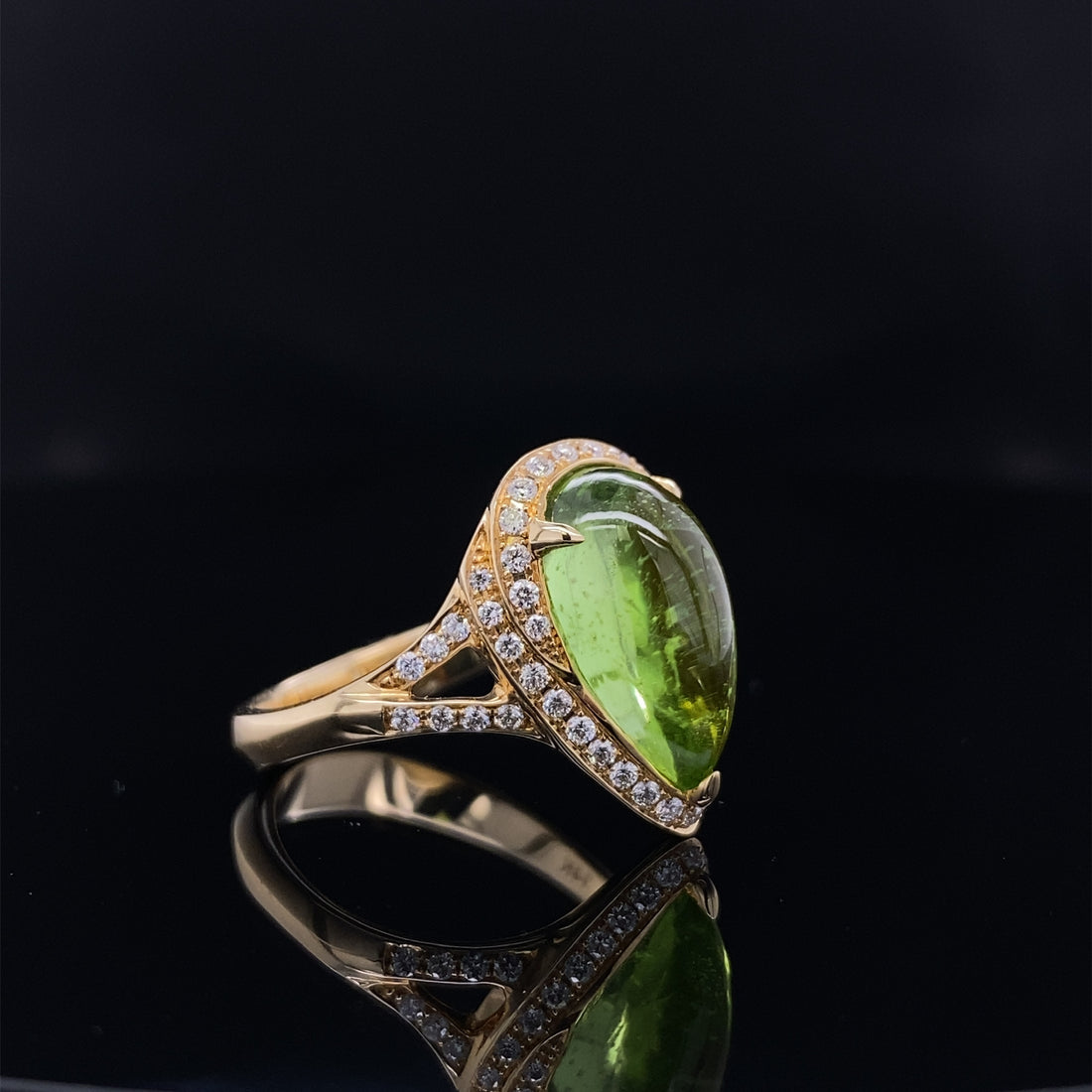 Peridot Glow Diamond Accented Pear Shape Ring