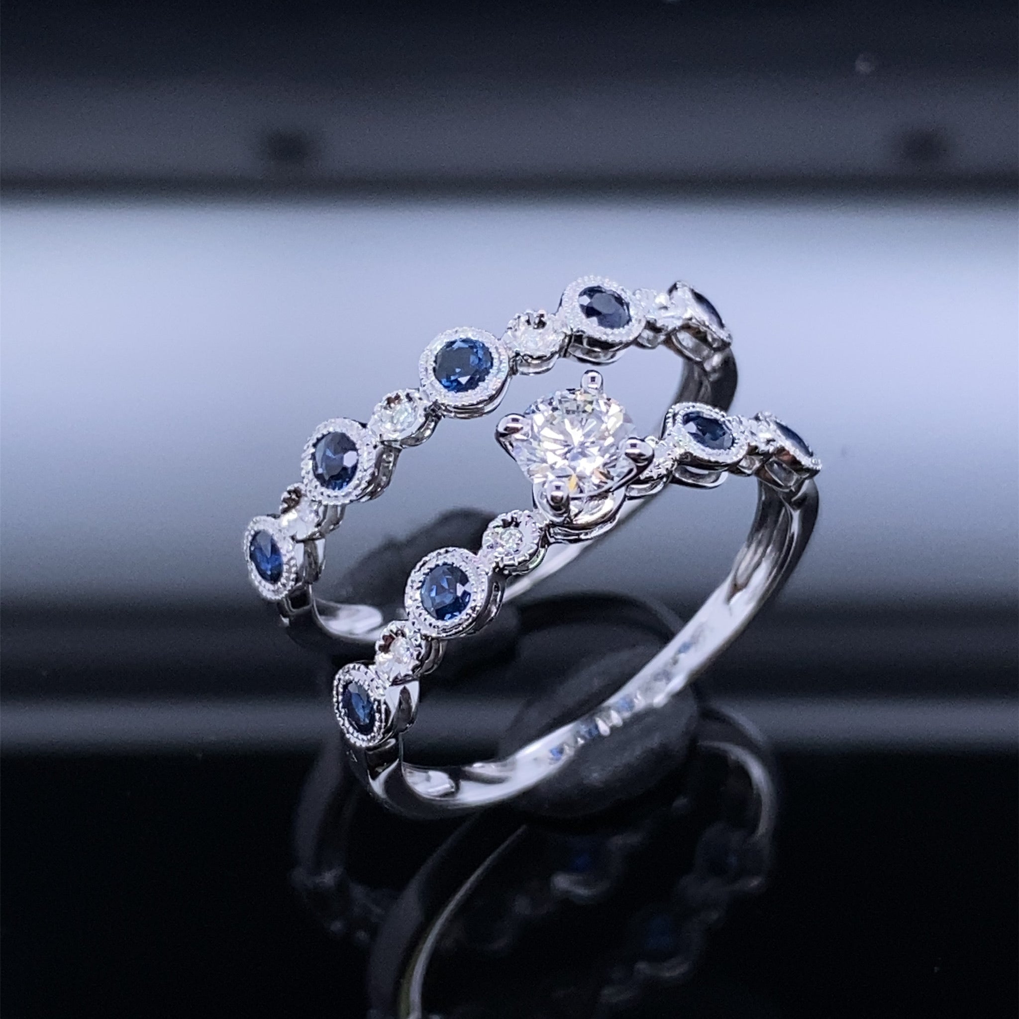 Crown Jewels Sapphire Studded Diamond Engagement Set