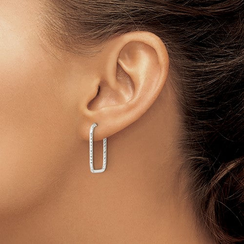 Silver Square Sparkle Hoops