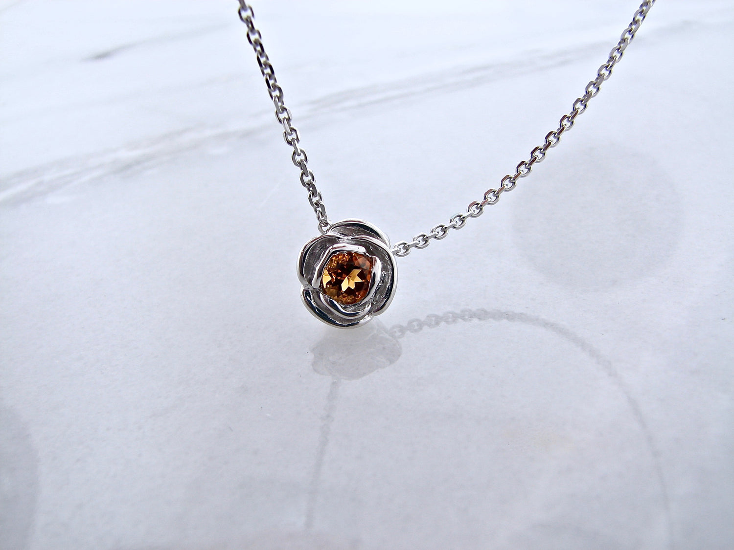 Silver Citrine Birthstone Necklace, Rose Slider