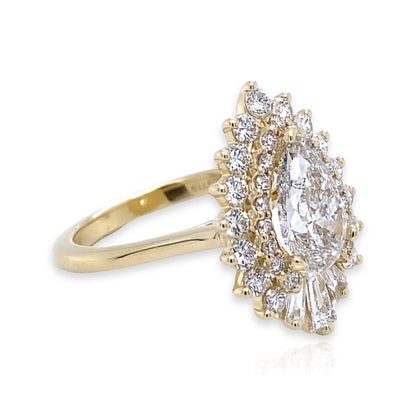 Magnificent Baguette Radiant Tear Drop Diamond Ring