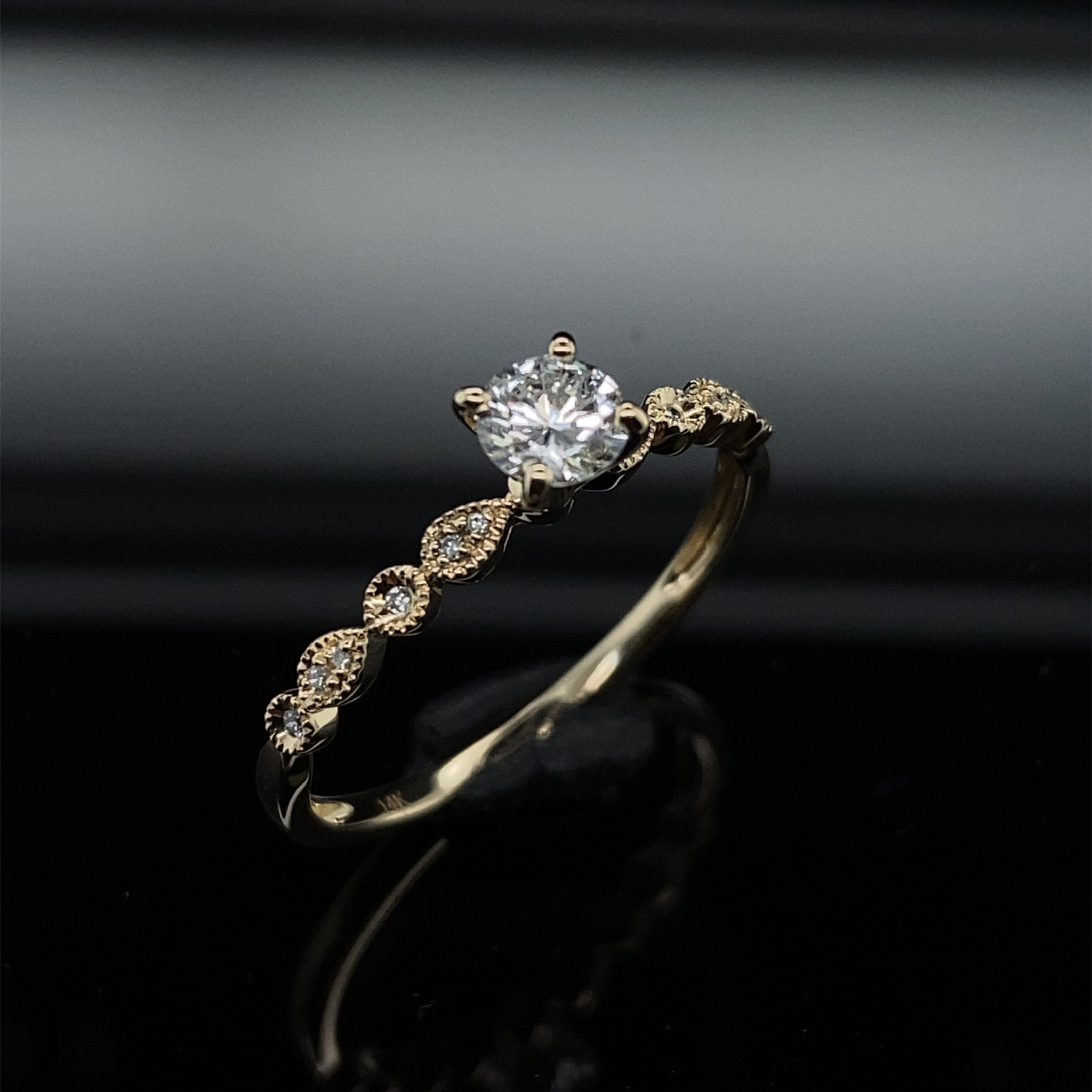 Detailed Petite Diamond and Yellow Gold Bridal