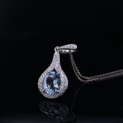 Imperial Aquamarine Diamond Encrusted Drop Pendant