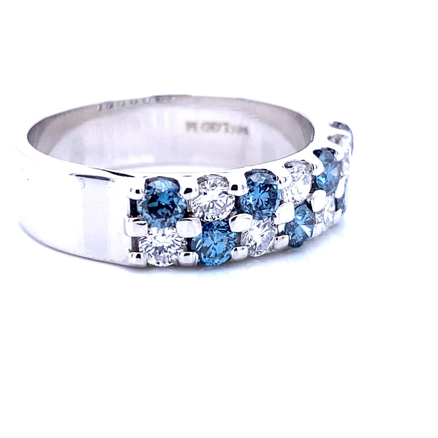 Sustainable Blue and White Double Diamond Band