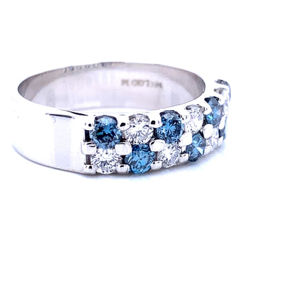 Sustainable Blue and White Double Diamond Band