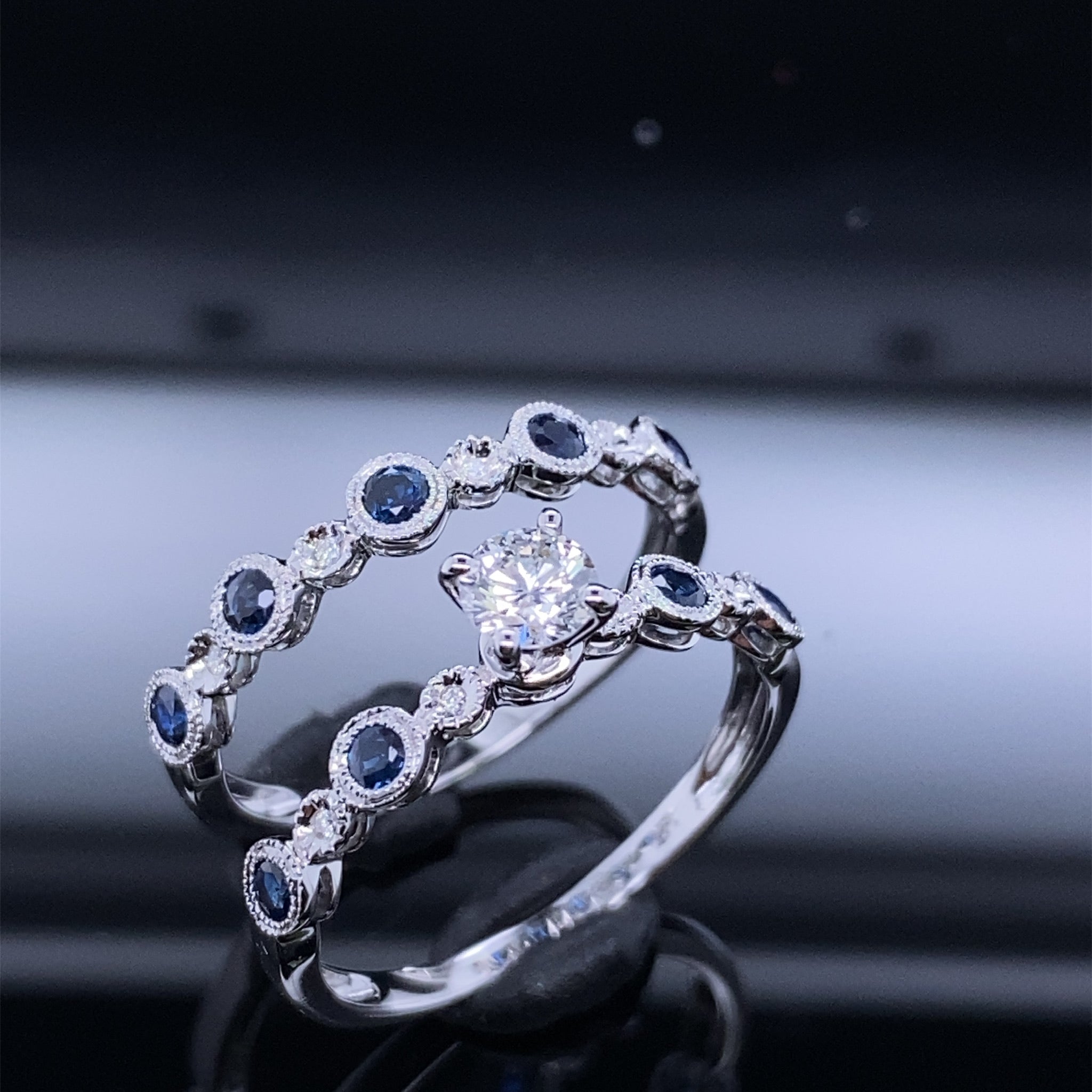 Crown Jewels Sapphire Studded Diamond Engagement Set