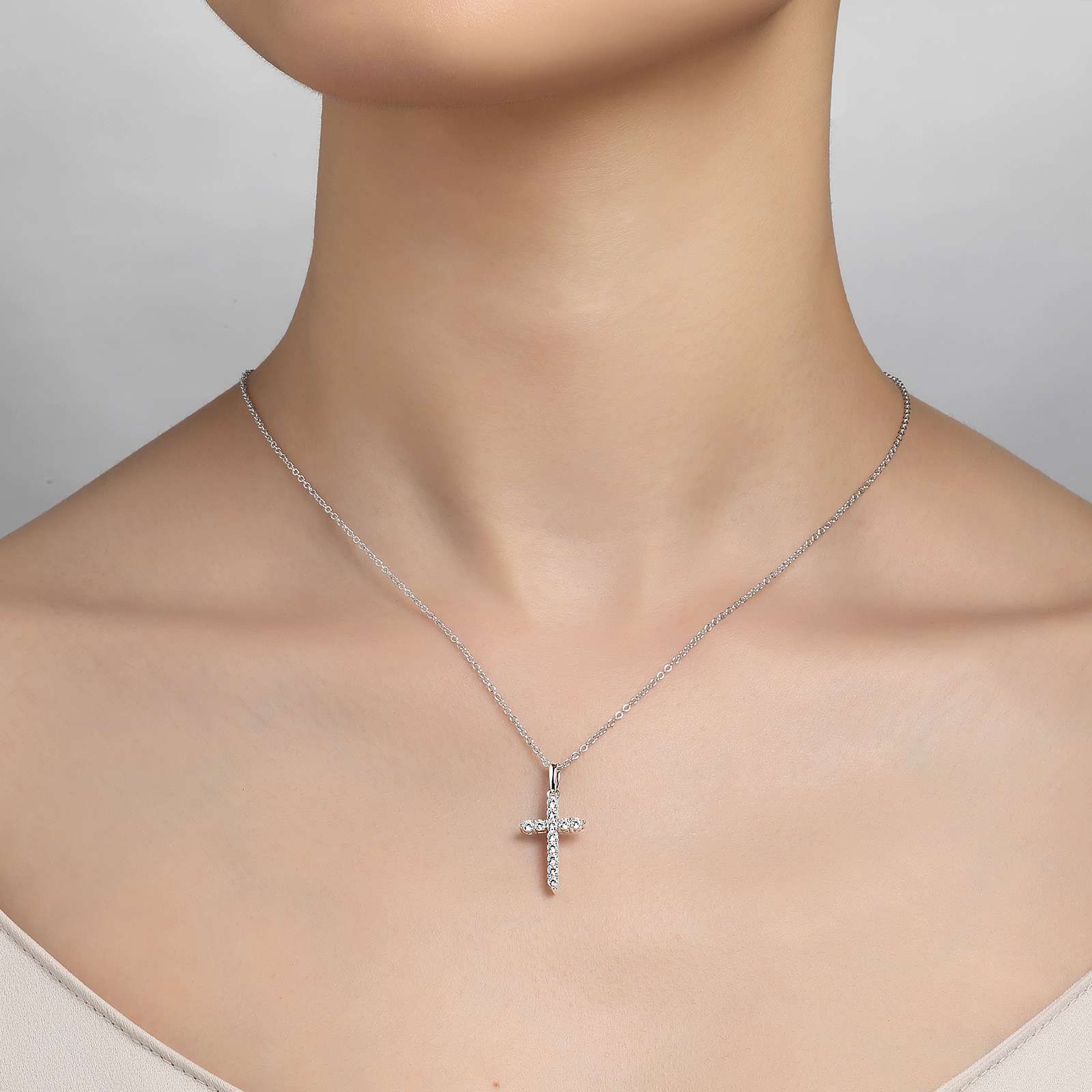 Sparkling Silver Cross Necklace