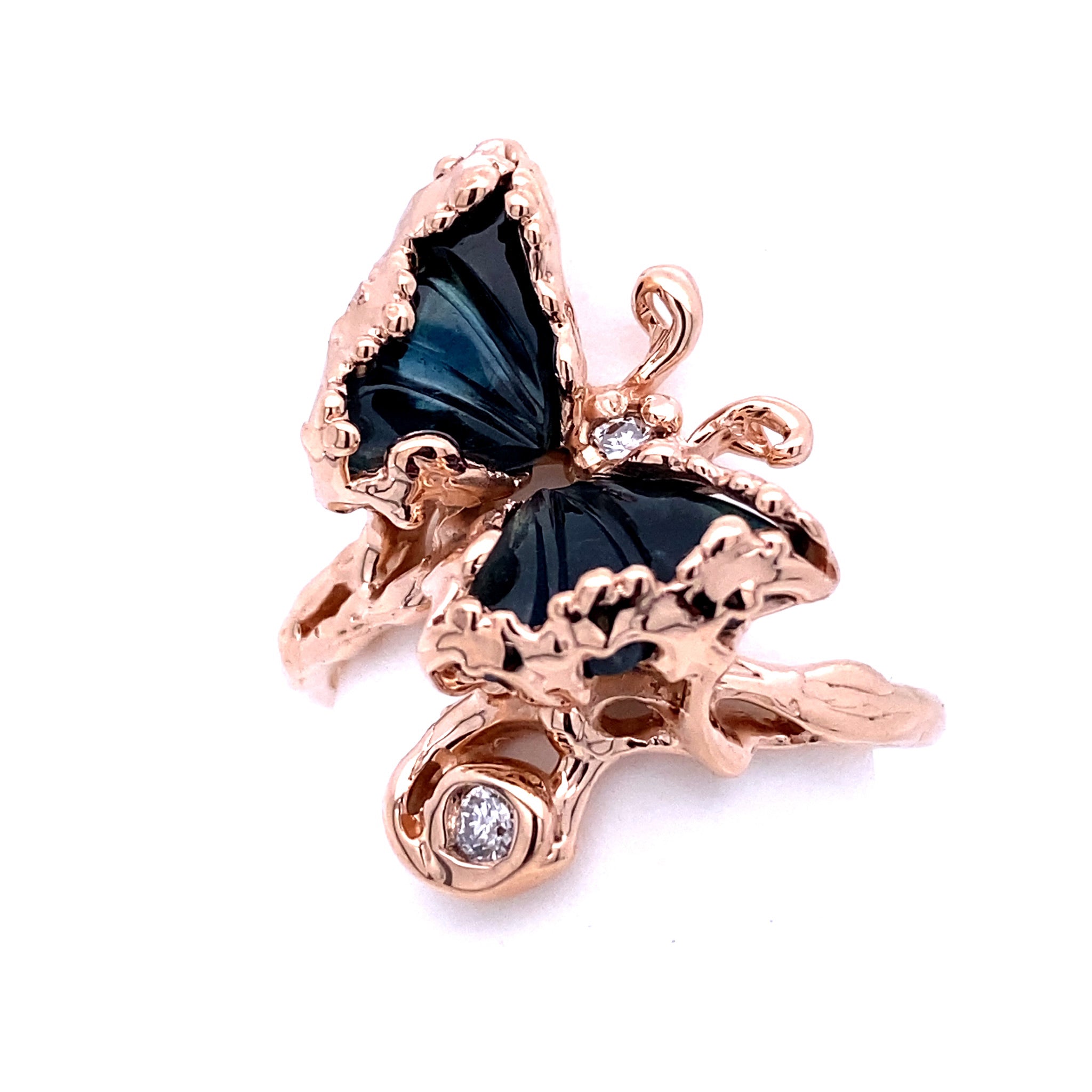 Just Winging It Blue Tourmaline Butterfly Ring in 14k Rose gold