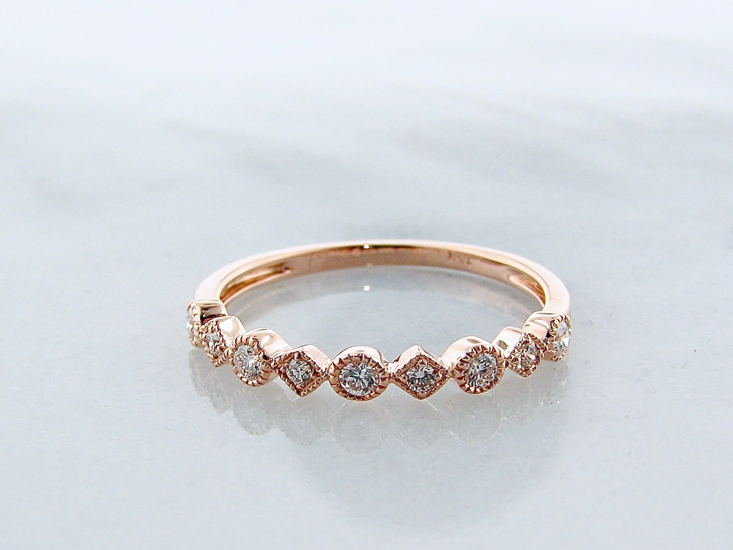 Deco Minimalist Milgrain Diamond Band