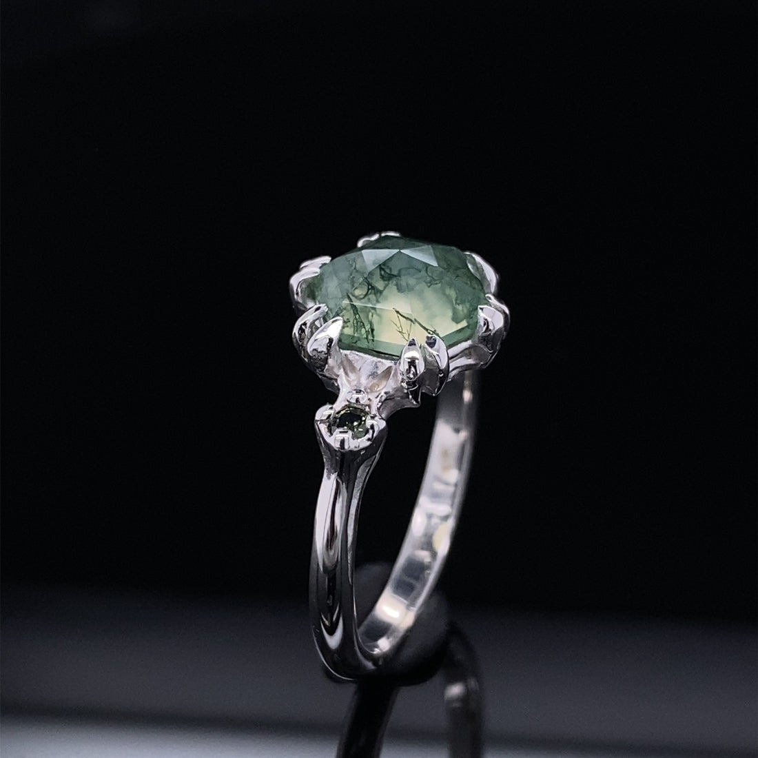 In The Forest Moss Agate Diamond Ring
