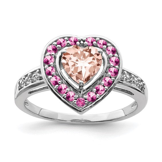 Sterling Silver Morganite Heart Ring